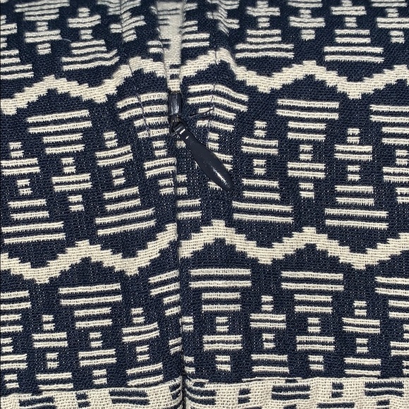 LOFT Ann Taylor Petite Navy White Striped Geometric Colour Block Midi Dress - Picture 6 of 6